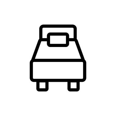 Dinlenme ikonu vektörü için yatak. İzole edilmiş kontür sembolü gösterimi