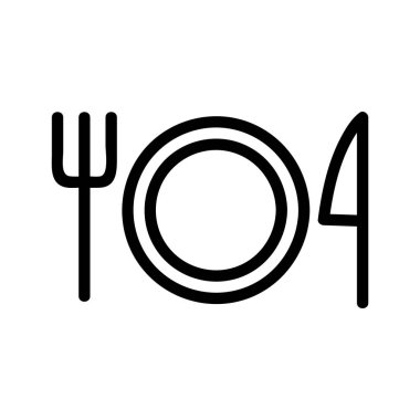 Çatal bıçak ikonu vektörü. İzole edilmiş kontür sembolü gösterimi