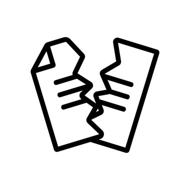 Hasarlı belge simgesi vektörü. İzole edilmiş kontür sembolü gösterimi