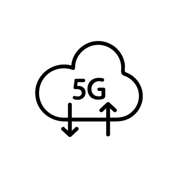 5G 및 데이터 전송 아이콘 벡터. 외딴곳에 있는 등고선 상징 — 스톡 벡터