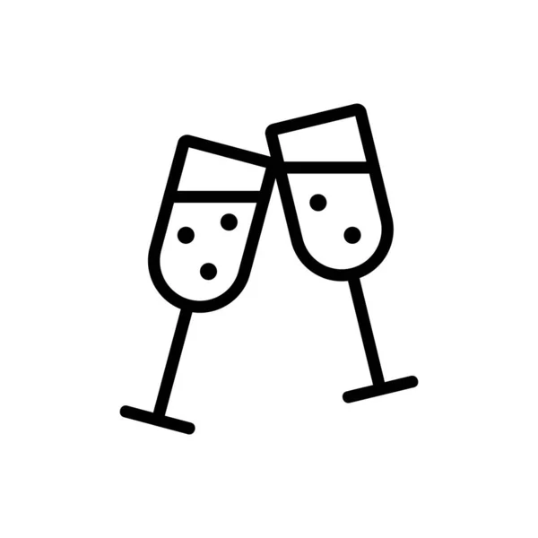 Sklenice s vektorem ikon šampaňského. Izolovaný obrysový symbol ilustrace — Stockový vektor