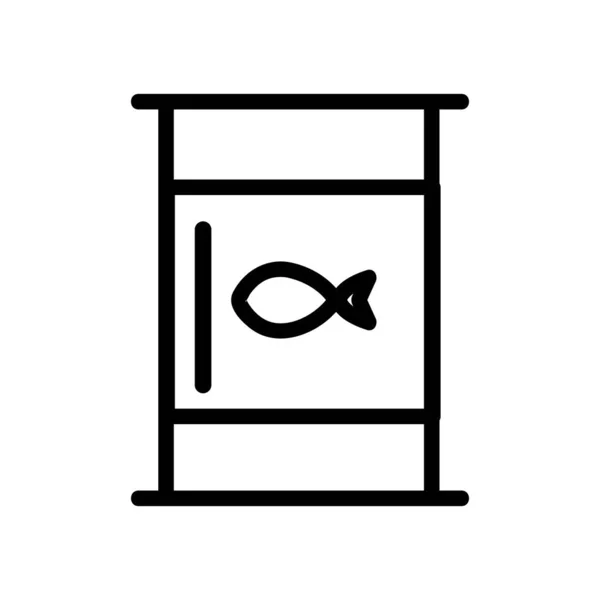 Tunna med fisk ikon vektor. Isolerad kontur symbol illustration — Stock vektor