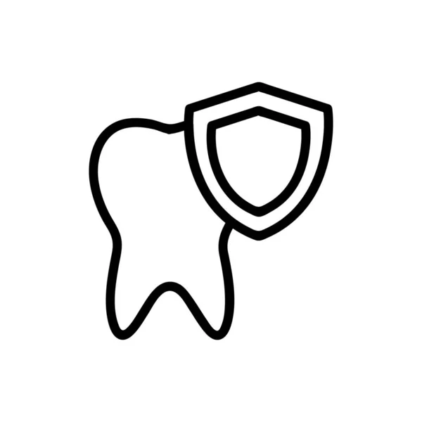 Proteger el vector icono del diente. Ilustración del símbolo de contorno aislado — Archivo Imágenes Vectoriales