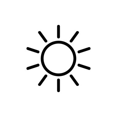 Güneş ikonu vektörü. İzole edilmiş kontür sembolü gösterimi
