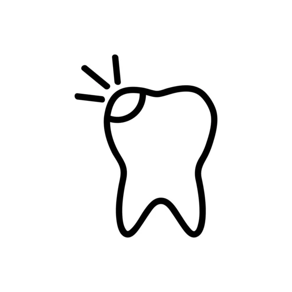 Kerusakan gigi pada gigi dari vektor ikon. Ilustrasi simbol kontur terisolasi - Stok Vektor
