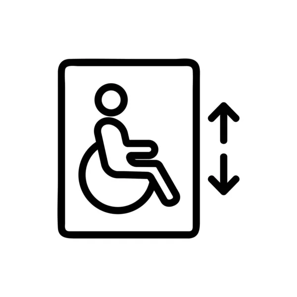 Lift per l'icona del vettore disabilitato. Illustrazione del simbolo del contorno isolato — Vettoriale Stock