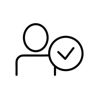 Onaylanmış vektör simgesi. İzole edilmiş kontür sembolü gösterimi