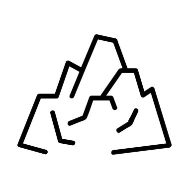 Dağ ikonu vektörü. İzole edilmiş kontür sembolü gösterimi