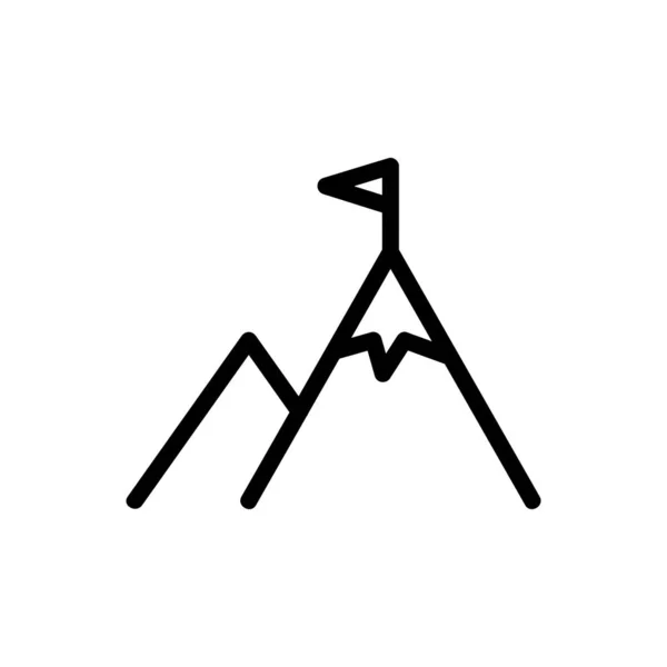 Вектор значка горы и флага. Изолированная контурная иллюстрация — стоковый вектор