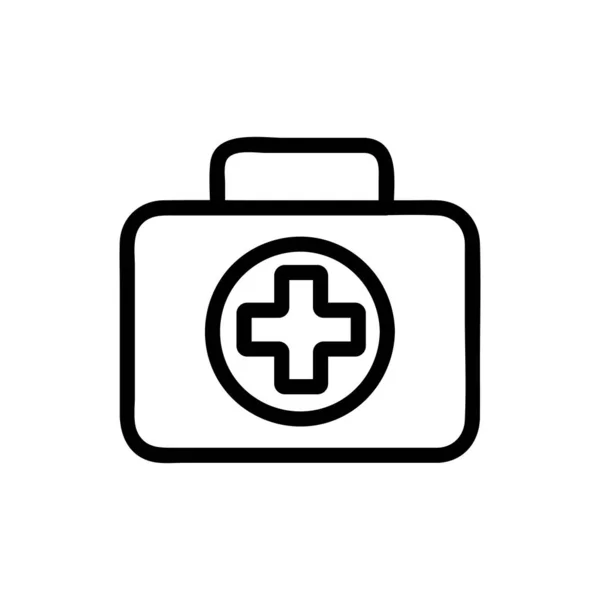 Tıbbi ilk yardım çantası ikon vektörü. İzole edilmiş kontür sembolü gösterimi — Stok Vektör