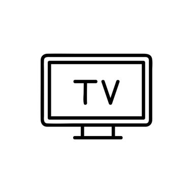 Televizyon ikonu vektörü. İzole edilmiş kontür sembolü gösterimi