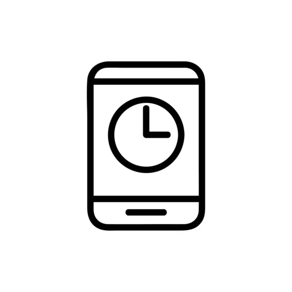 Telefon und Zeit-Icon-Vektor. Isolierte Kontursymboldarstellung — Stockvektor
