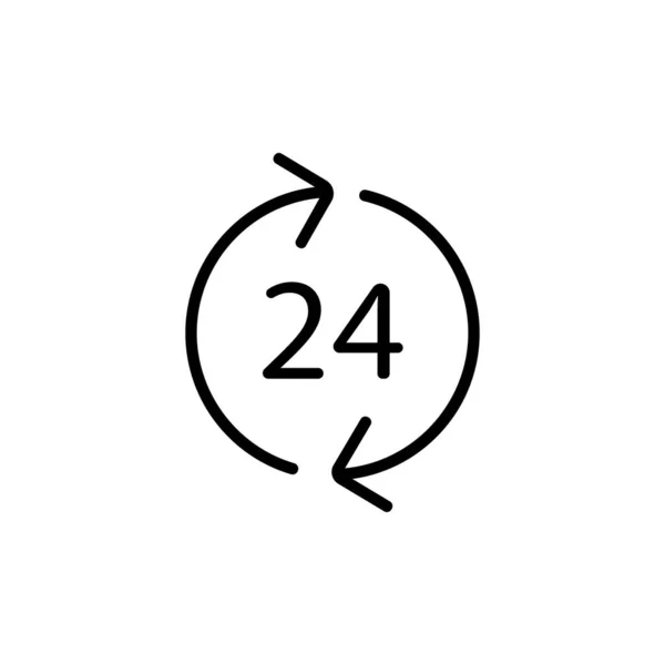 Modo de 24 horas de operação vetor ícone. Isolado contorno símbolo ilustração — Vetor de Stock