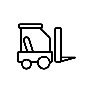 Forklift ikon vektörü. İzole edilmiş kontür sembolü gösterimi