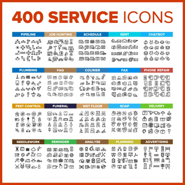 Service Icon Thin Line Big Set Vector — Stock Vector