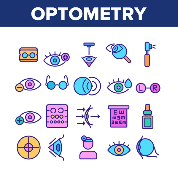 Optometria Olho Saúde Coleção Ícones Set Vector — Vetor de Stock