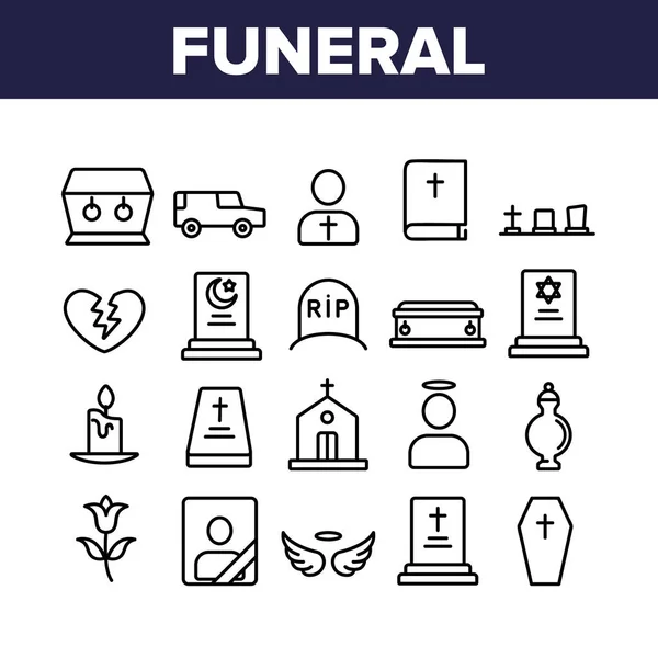 Begravning begravning Ritual Collection ikoner uppsättning vektor — Stock vektor