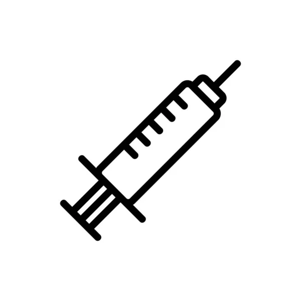 Spritze zum Einstechen des Vektorsymbols. Isolierte Kontursymboldarstellung — Stockvektor