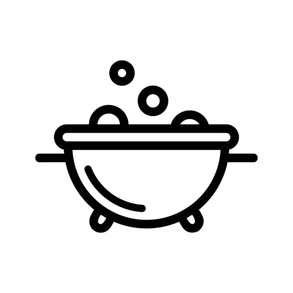 Chaudron avec vecteur icône de l'eau. Illustration de symbole de contour isolé — Image vectorielle