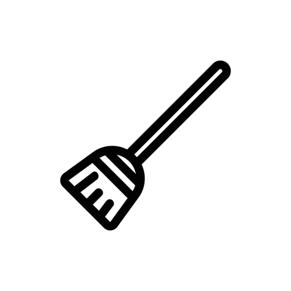 Ein Besen mit einem Vektor-Icon-Handle. Isolierte Kontursymboldarstellung — Stockvektor