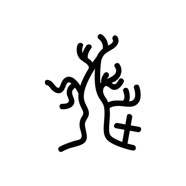 Száraz fa és keresztvektor ikon. Elszigetelt körvonalszimbólum illusztráció — Stock Vector