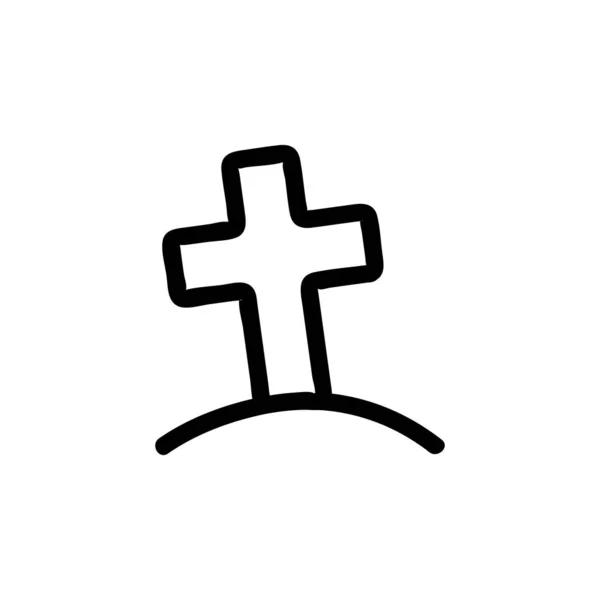 Croix tombe icône vecteur. Illustration de symbole de contour isolé — Image vectorielle