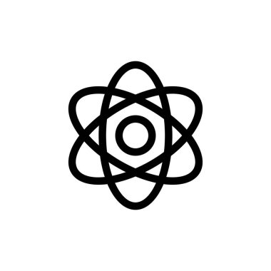 Atom simgesi vektörü. İzole edilmiş kontür sembolü gösterimi