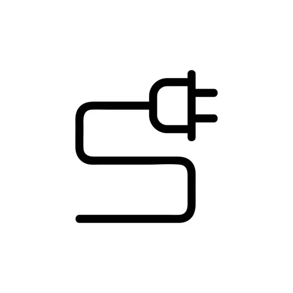 Vecteur d'icône de câble d'alimentation. Illustration de symbole de contour isolé — Image vectorielle