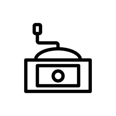 Kahve öğütücü ikon vektörü. İzole edilmiş kontür sembolü gösterimi