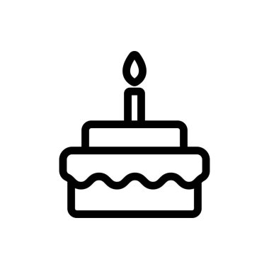 Kutlamalı pasta ikonu vektörü. İzole edilmiş kontür sembolü gösterimi