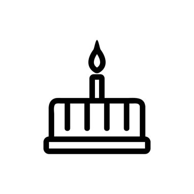 Kutlamalı pasta ikonu vektörü. İzole edilmiş kontür sembolü gösterimi