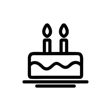 Kutlamalı pasta ikonu vektörü. İzole edilmiş kontür sembolü gösterimi