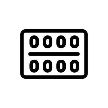 Tabletler ambalaj ikonu vektöründe. İzole edilmiş kontür sembolü gösterimi