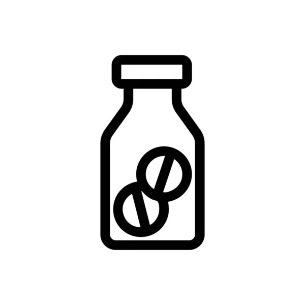 Médicament dans un vecteur icône bouteille. Illustration de symbole de contour isolé — Image vectorielle