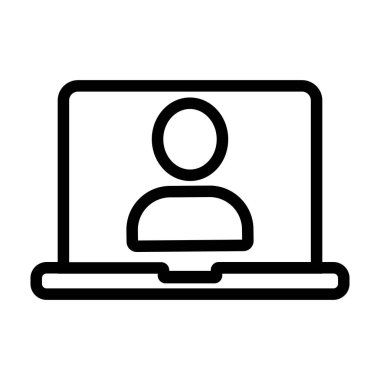 Dizüstü bilgisayar ikon vektörüyle kontrol. İzole edilmiş kontür sembolü gösterimi