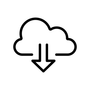 Bulut depolama ikonu vektörü. İzole edilmiş kontür sembolü gösterimi