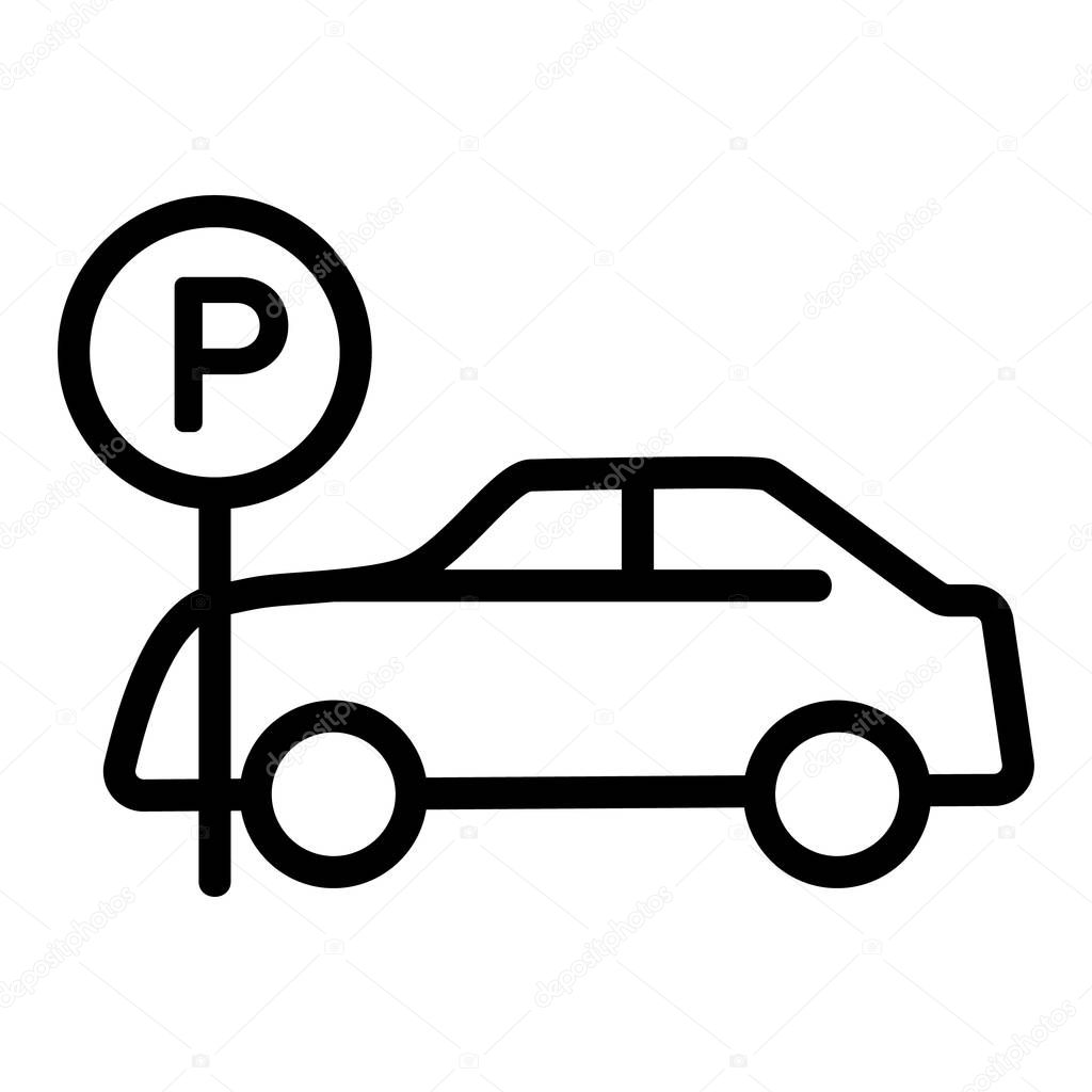 Parking space icon vector. A thin line sign. Isolated contour symbol illustration