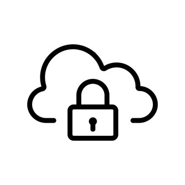 Bulut depolama ikonu vektörü. İzole edilmiş kontür sembolü gösterimi