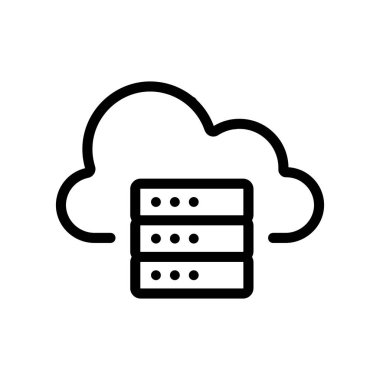 Bulut depolama ikonu vektörü. İzole edilmiş kontür sembolü gösterimi