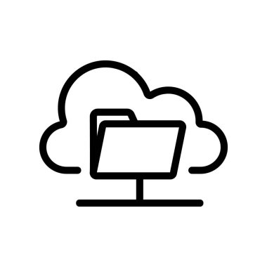 Bulut depolama ikonu vektörü. İzole edilmiş kontür sembolü gösterimi