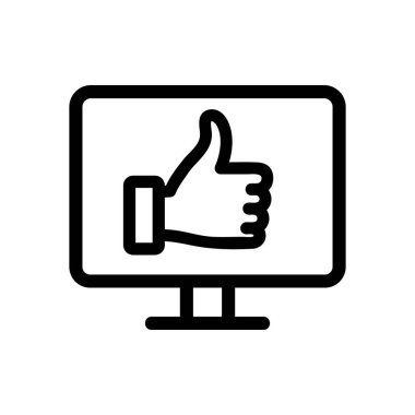 Pozitif gözden geçirme simgesi vektörü. İzole edilmiş kontür sembolü gösterimi