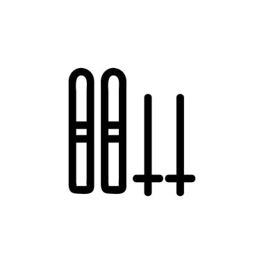 Kayaklar ve çubuk ikon vektörü. İzole edilmiş kontür sembolü gösterimi