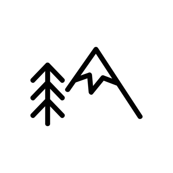 Montagne et arbre de Noël icône vecteur. Illustration de symbole de contour isolé — Image vectorielle