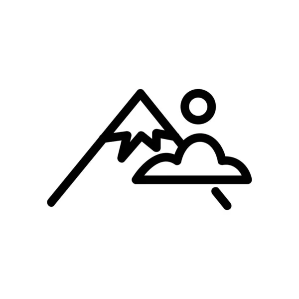 Montaña y nube icono vector. Ilustración del símbolo de contorno aislado — Vector de stock