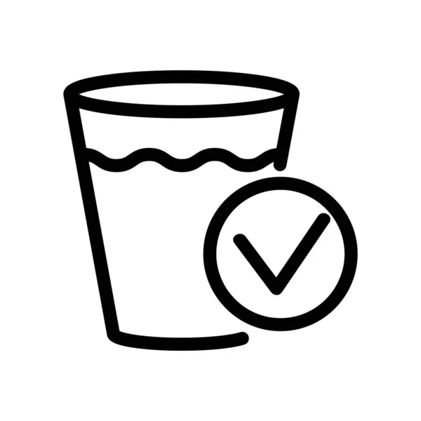 Agua limpia en el vector icono de vidrio. Ilustración del símbolo de contorno aislado — Vector de stock