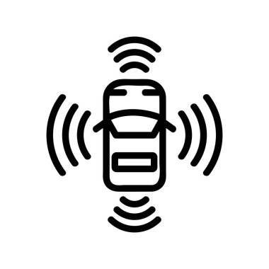 Akıllı araba ikon vektörü. İzole edilmiş kontür sembolü gösterimi