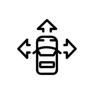 Akıllı araba ikon vektörü. İzole edilmiş kontür sembolü gösterimi