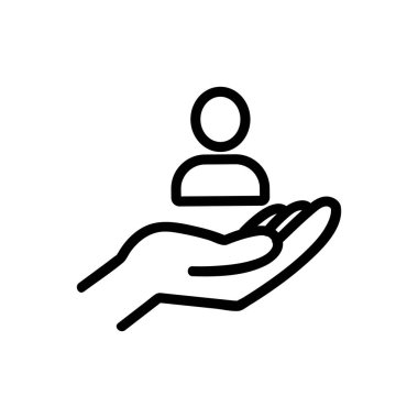 Çalışan simgesi vektörüne yardım et. İzole edilmiş kontür sembolü gösterimi