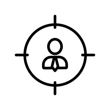 İşçi simgesi vektörünü hedef alın. İzole edilmiş kontür sembolü gösterimi