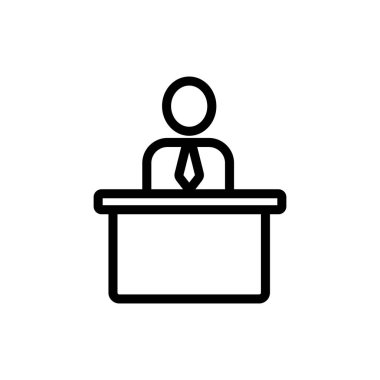 İş yeri simgesi vektörü. İzole edilmiş kontür sembolü gösterimi